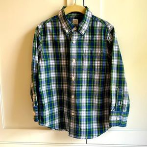 J.Crew Crewcuts Boys' button down shirt in navy & green plaid, size 4-5